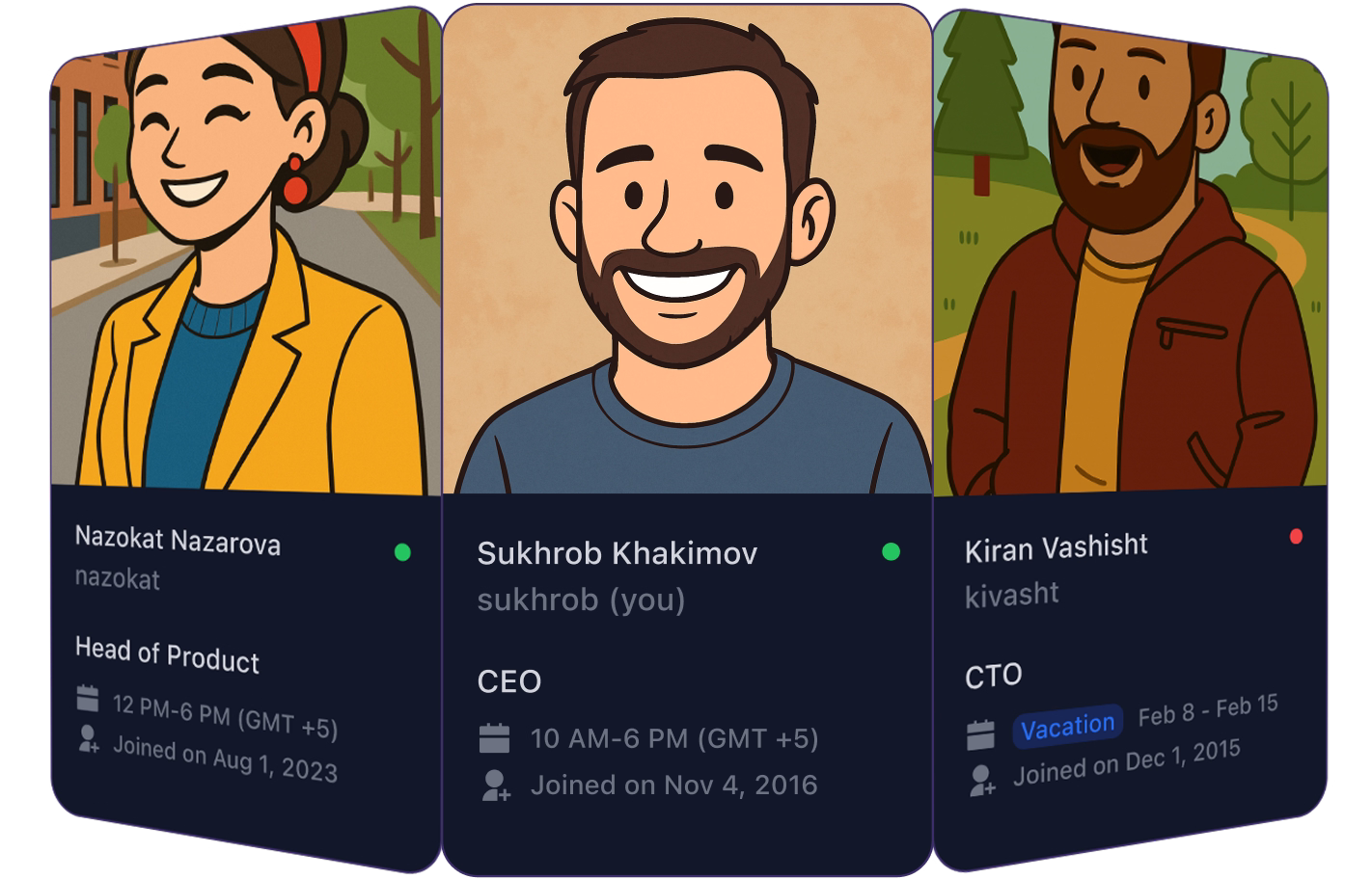 Browse your team in a grid view